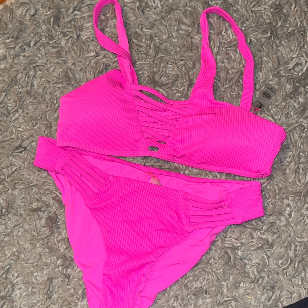 Hot pink crisscross bikini tini bikini